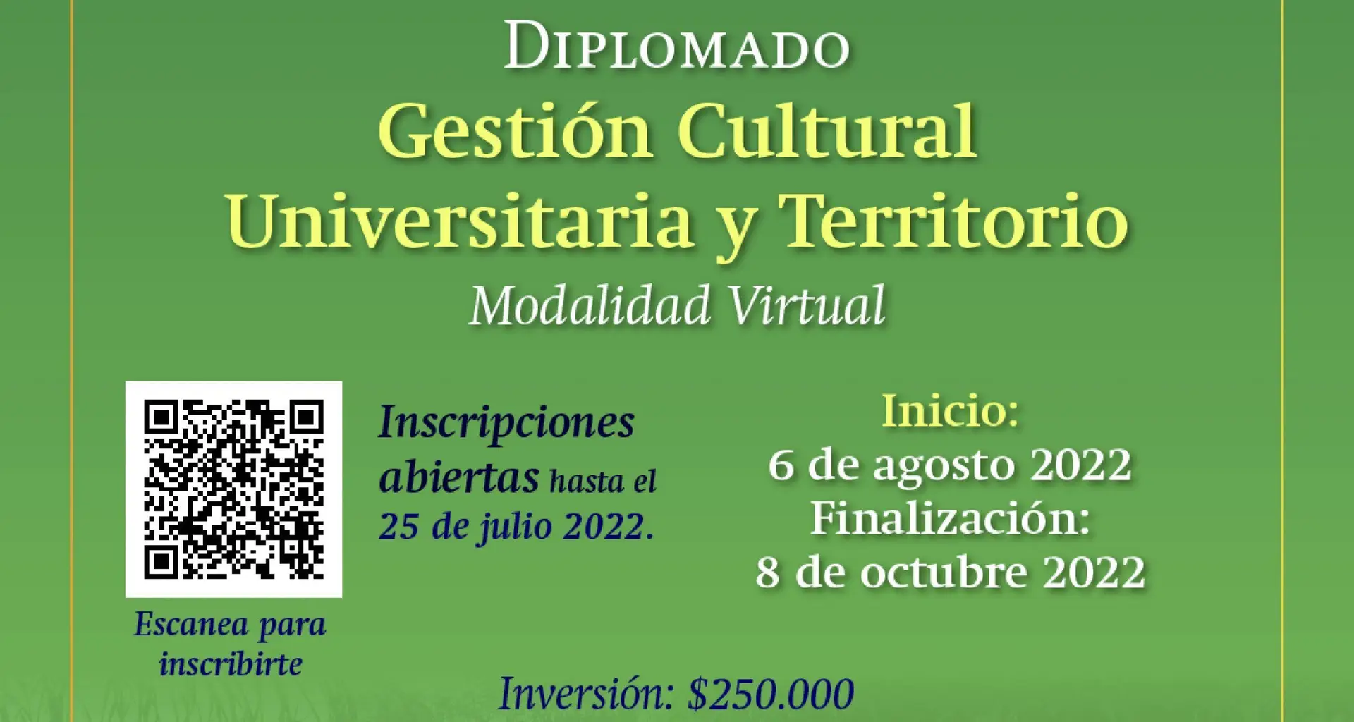 Convocatoria Diplomado Gestión Cultural Universitaria y Territorio